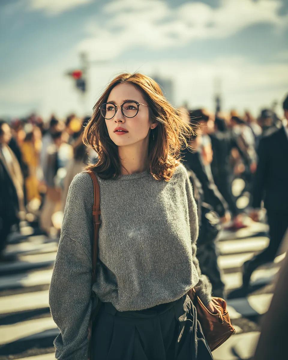 Cinematic Golden Hour Portrait in a City Crosswalk — example 1