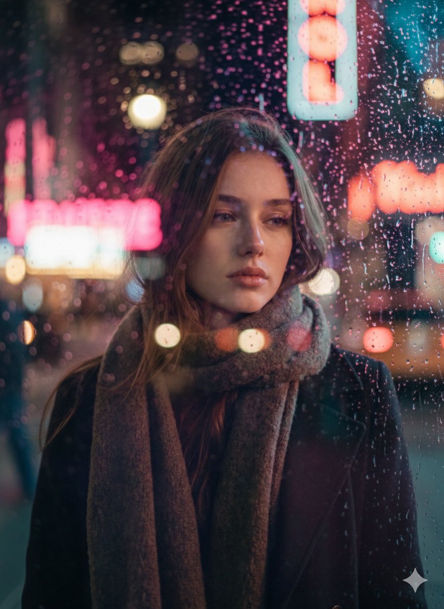 Rainy Night Cinematic Portrait by Brandon Woelfel — example 1