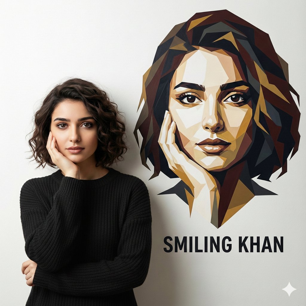 Editorial Portrait Holding Poster of Self — example 1