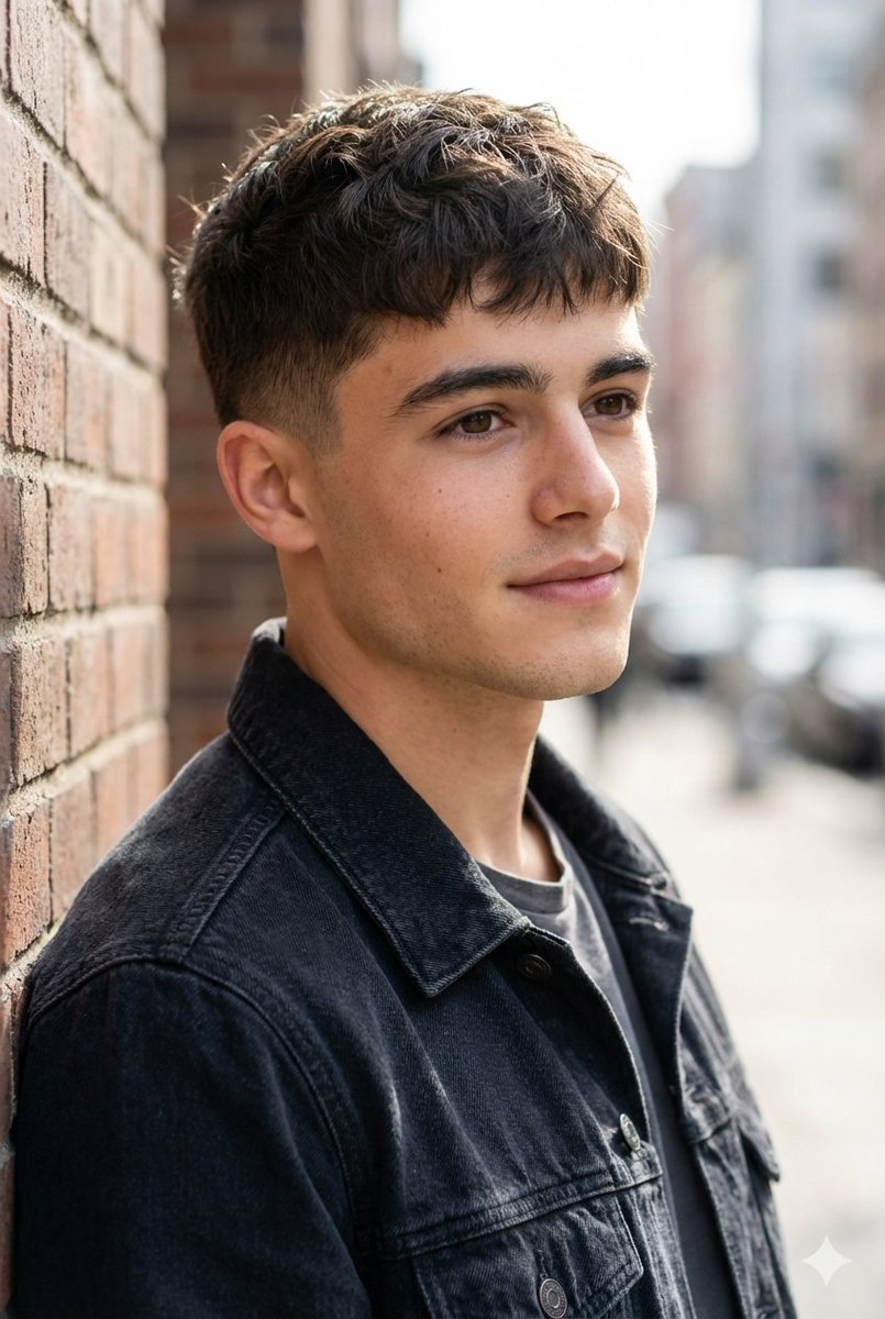 Urban Portrait of Young Man by Brick Wall — example 1