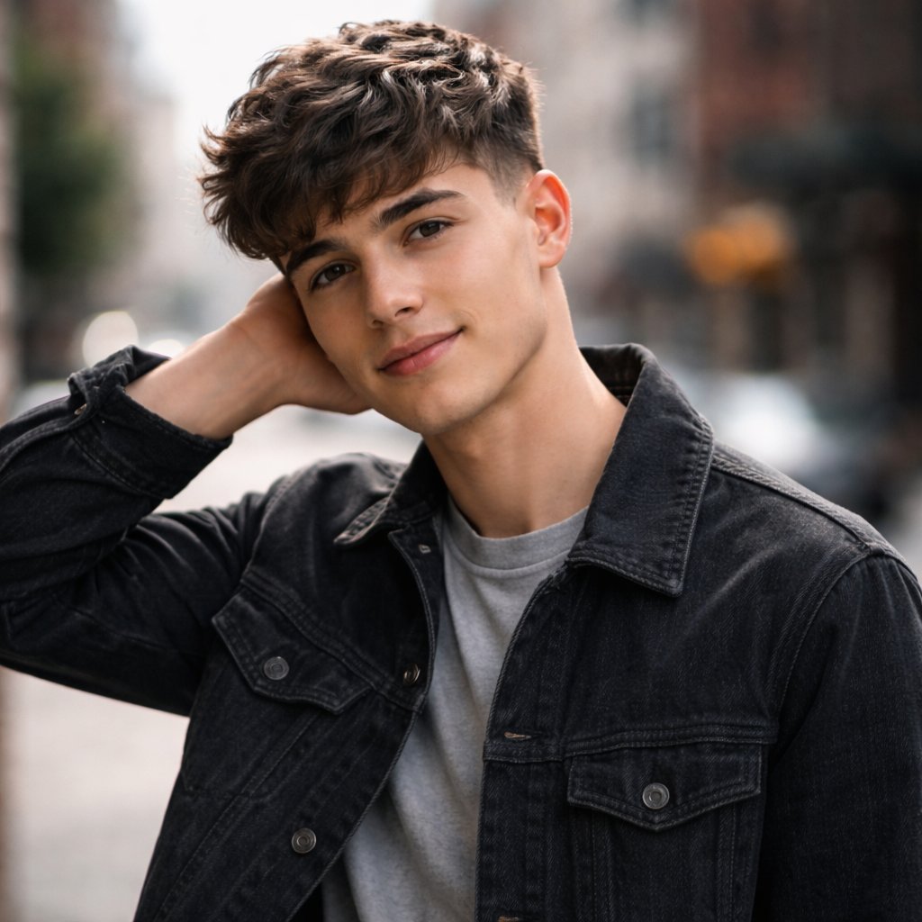 Urban Portrait of Young Man by Brick Wall — example 2