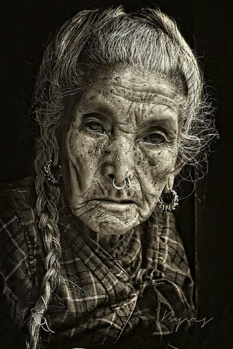 Black and White Portrait with Serene Expression — example 1