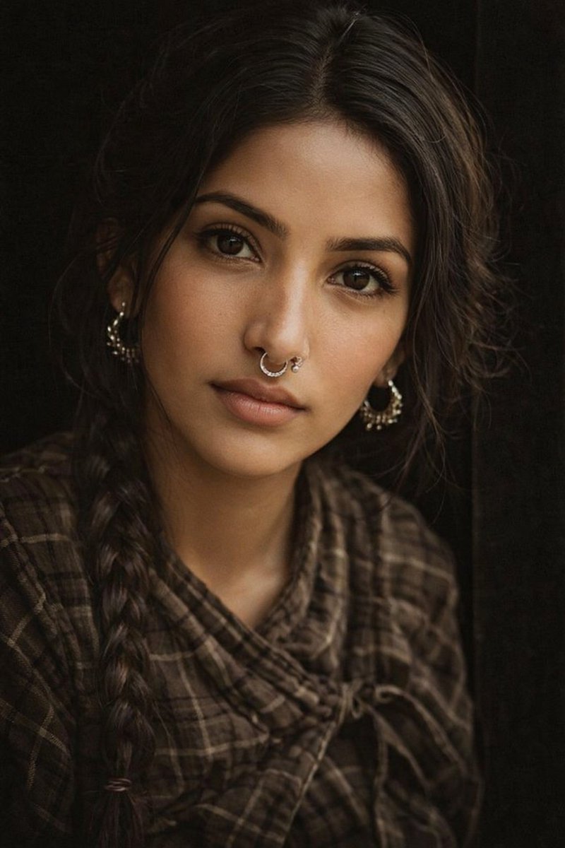 Black and White Portrait with Serene Expression — example 2
