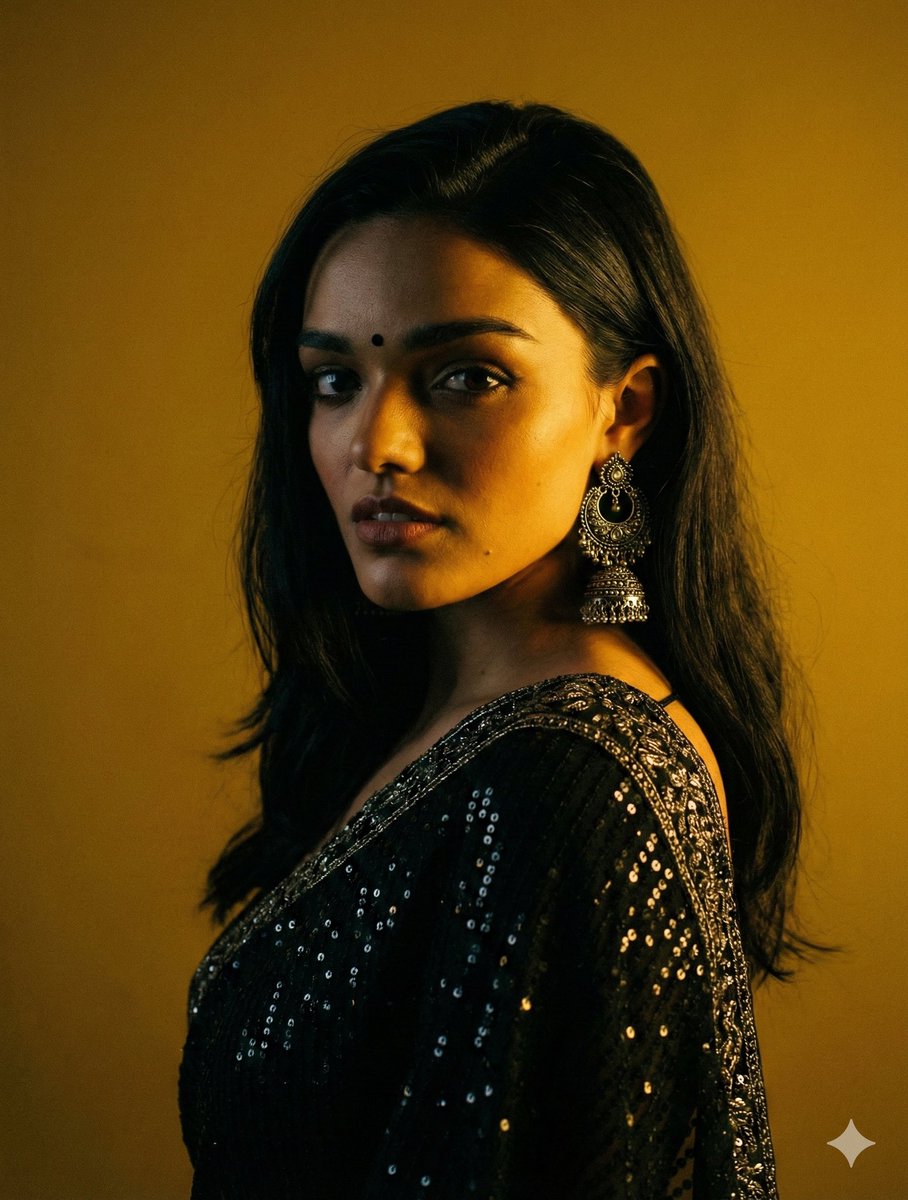 Cinematic Chiaroscuro Portrait in Saree — example 1
