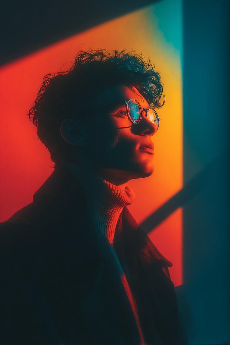 Cinematic Portrait with Geometric Window Light — example 1