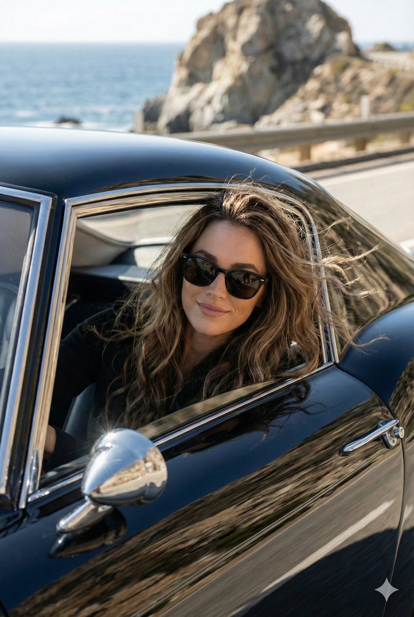 Cinematic Coastal Drive Portrait — example 2