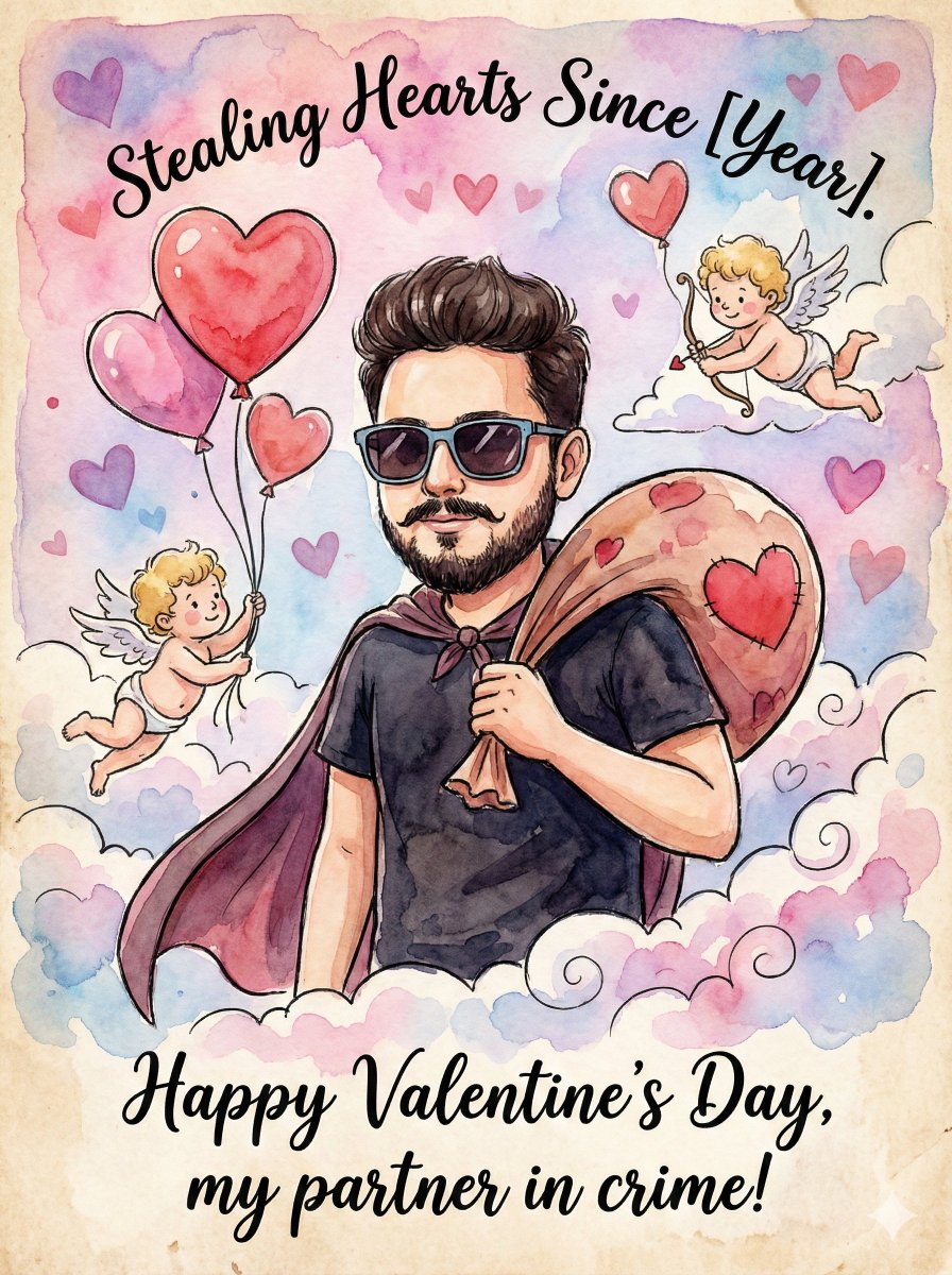 Image Transformation into Watercolor Valentine's Day Card — example 1