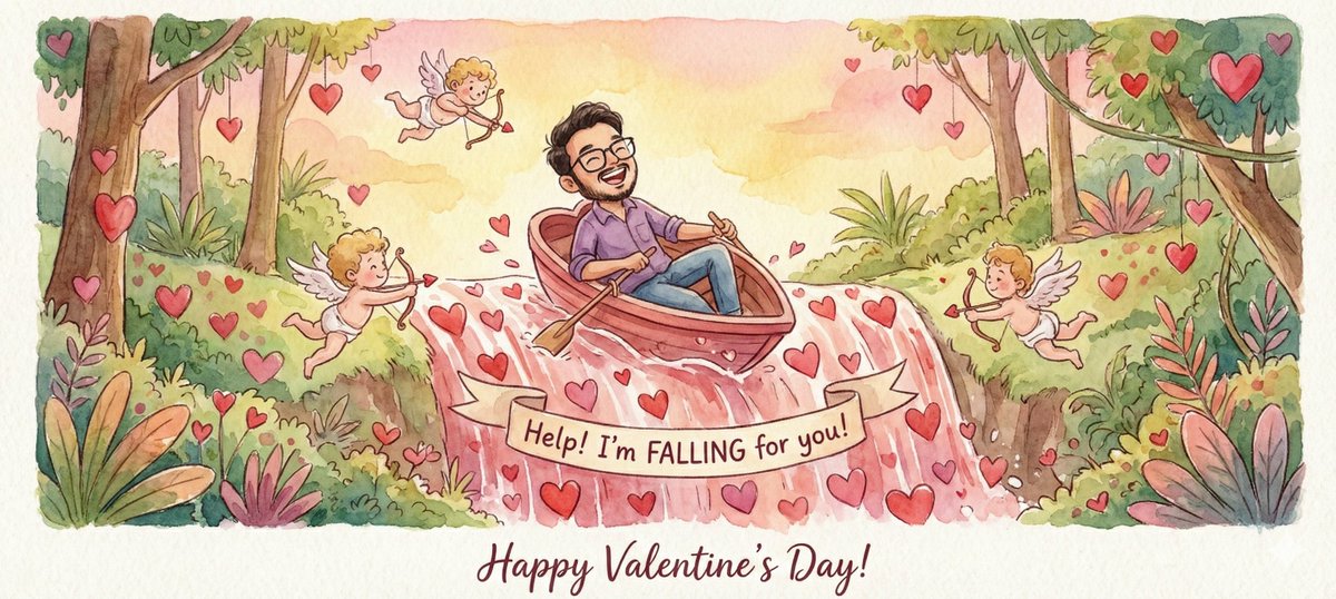 Image Transformation into Watercolor Valentine's Day Card — example 2