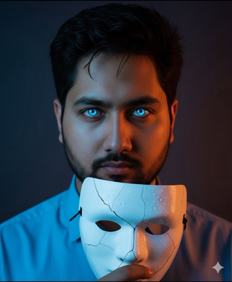Dramatic Close-Up Portrait with Wet Skin and Cracked Mask