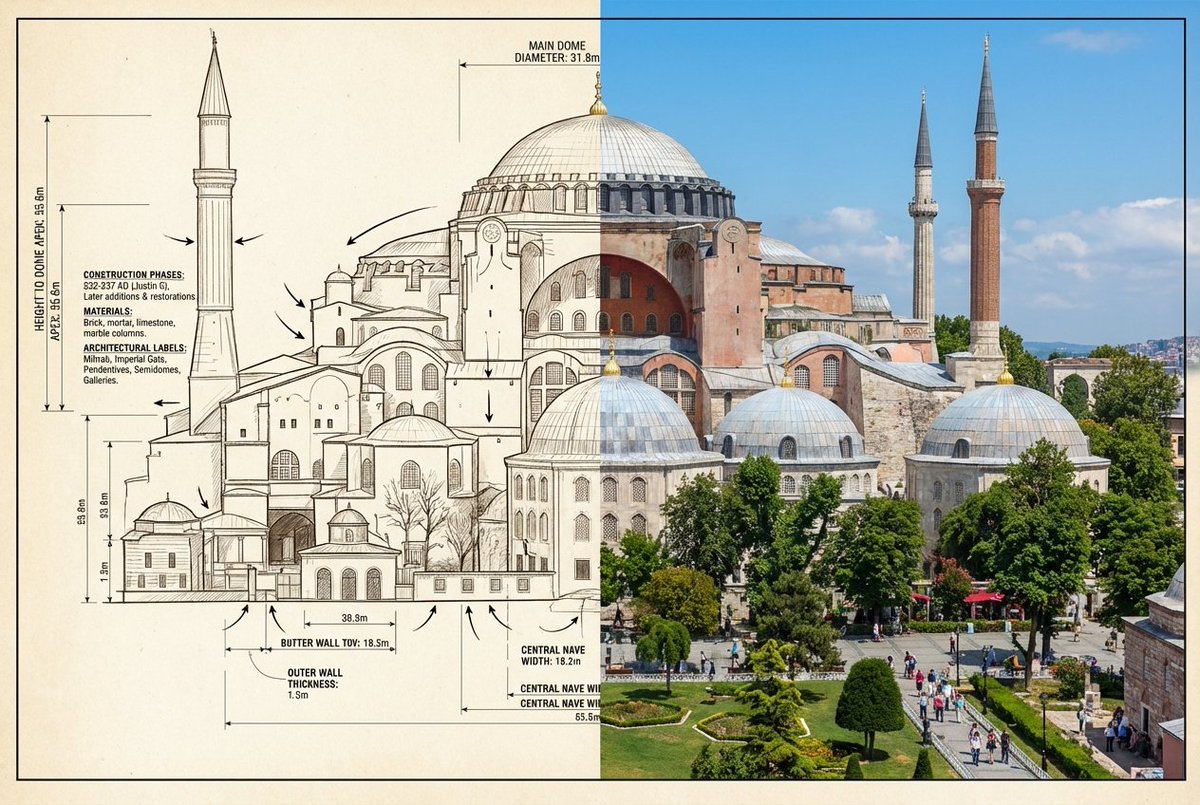 Side-by-Side Architectural Comparison of Hagia Sophia — example 1