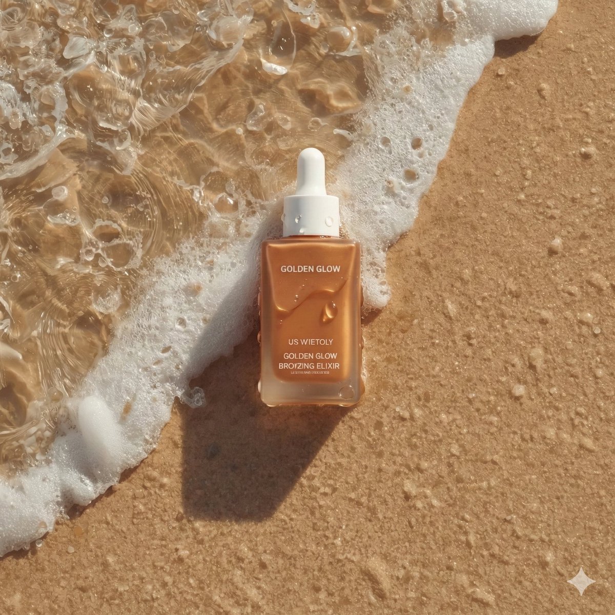 Ultra-Realistic Skincare Product Photography on Wet Beach Sand — example 1