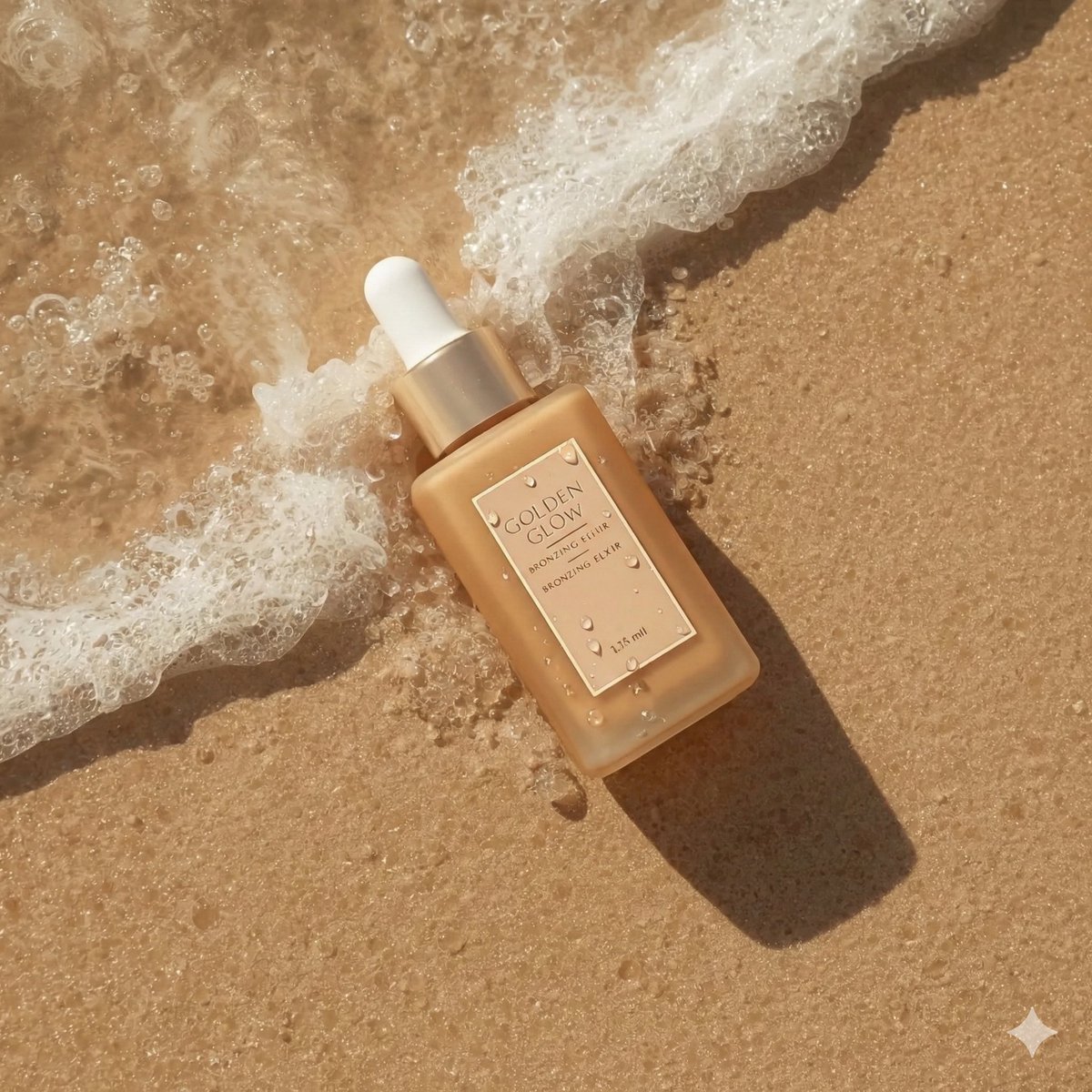 Ultra-Realistic Skincare Product Photography on Wet Beach Sand — example 3
