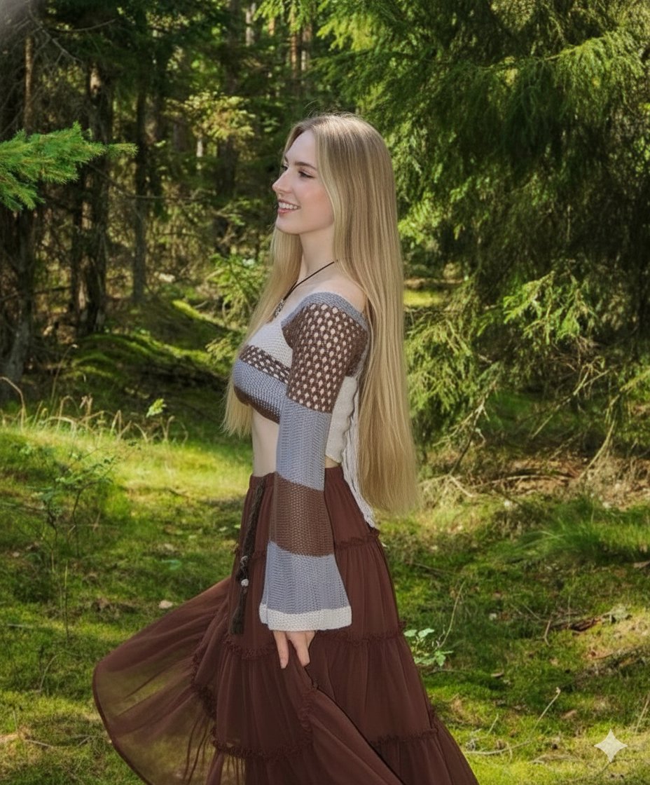 Boho Editorial Portrait in Pine Forest — example 1