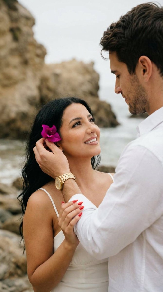 Romantic Beach Couple Closeup with Identity Preservation — example 1