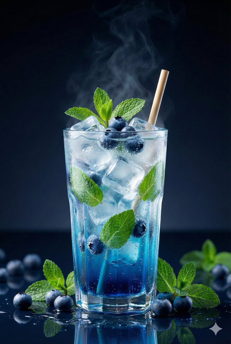 Premium Studio Shot of Blueberry Mint Iced Drink — example 1