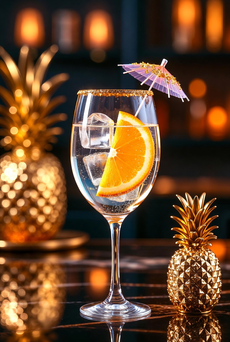 Luxurious Golden Cocktail Scene — example 1