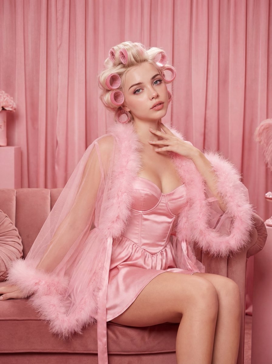 Vintage Pink Boudoir Editorial Portrait — example 1