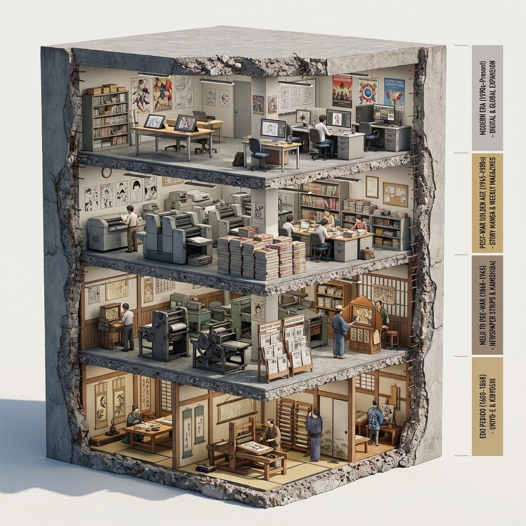 Manga Evolution Architectural Section Prompt — example 1