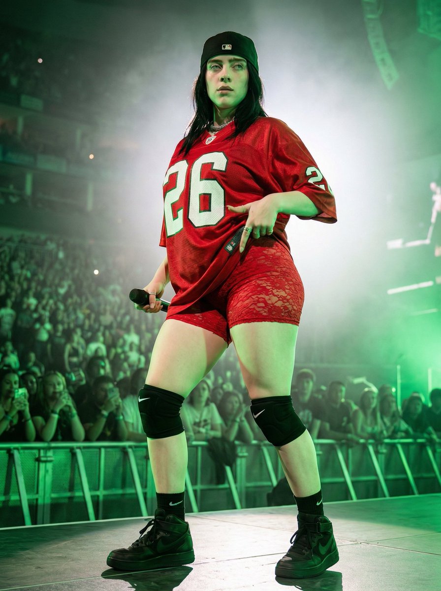 Ultra Realistic Concert Photography of Billie Eilish — example 3